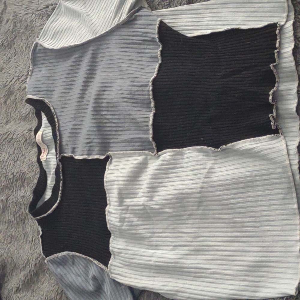 Romwe grayscale patchwork top size M